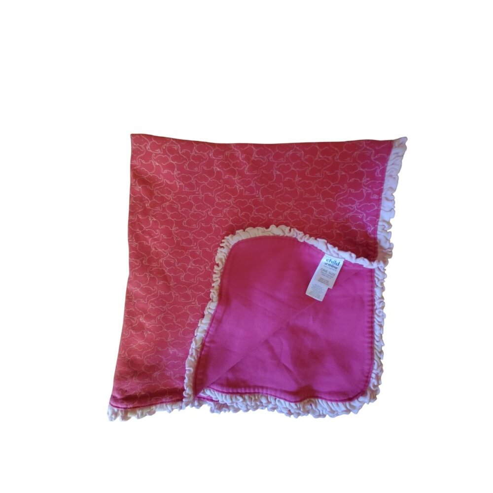 Child of Mine by Carters baby blanket pink elephants cotton 26x26